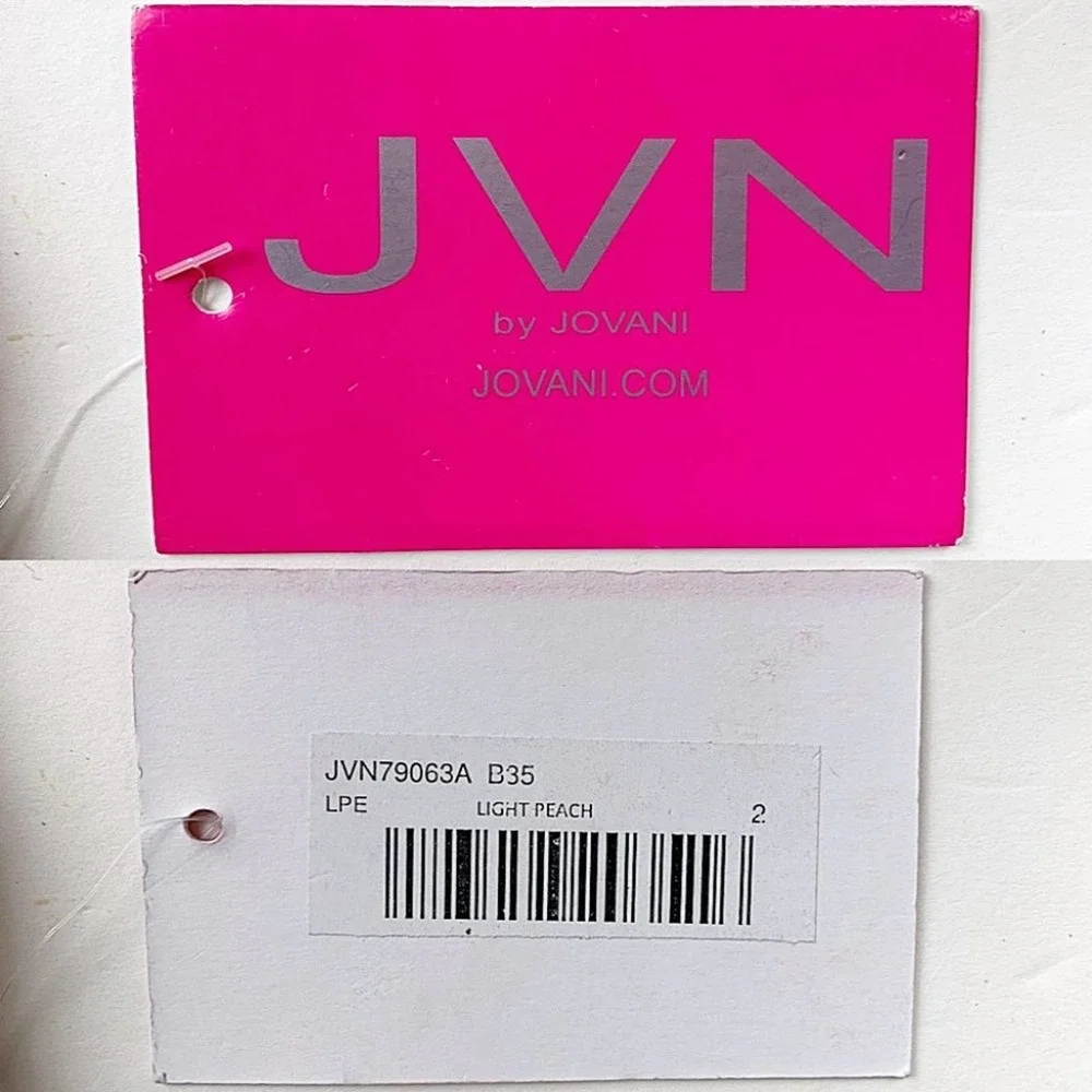 Jovani Peach Jeweled Sweetheart Strapless Gown - Picture 11 of 14